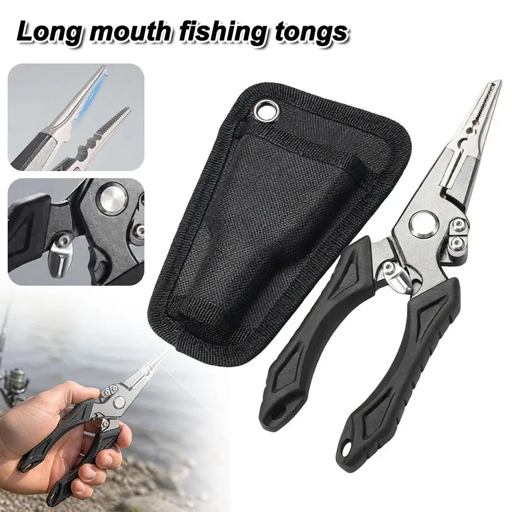Aluminum Alloy Fishing Pliers Built-In Line Cutter Non-Slip Handles Long Nose Pliers Long Nose Lure Fishing Tools
