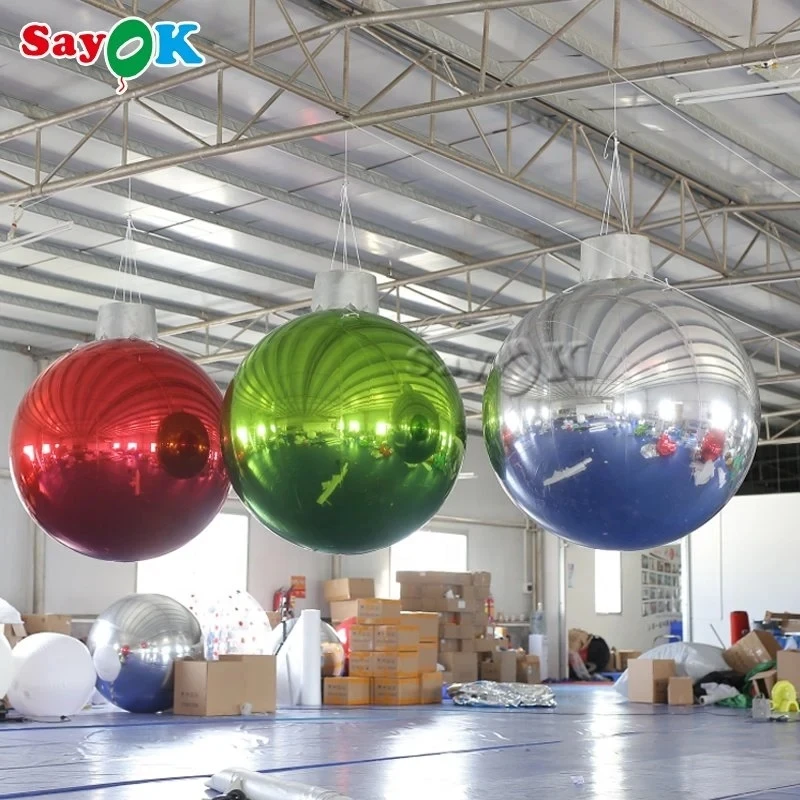 SAYOK Inflatable Reflective Ball with Cap Large Polished Mirrored Spheres Ball for Christmas Home Garden Party Clubs Decoration