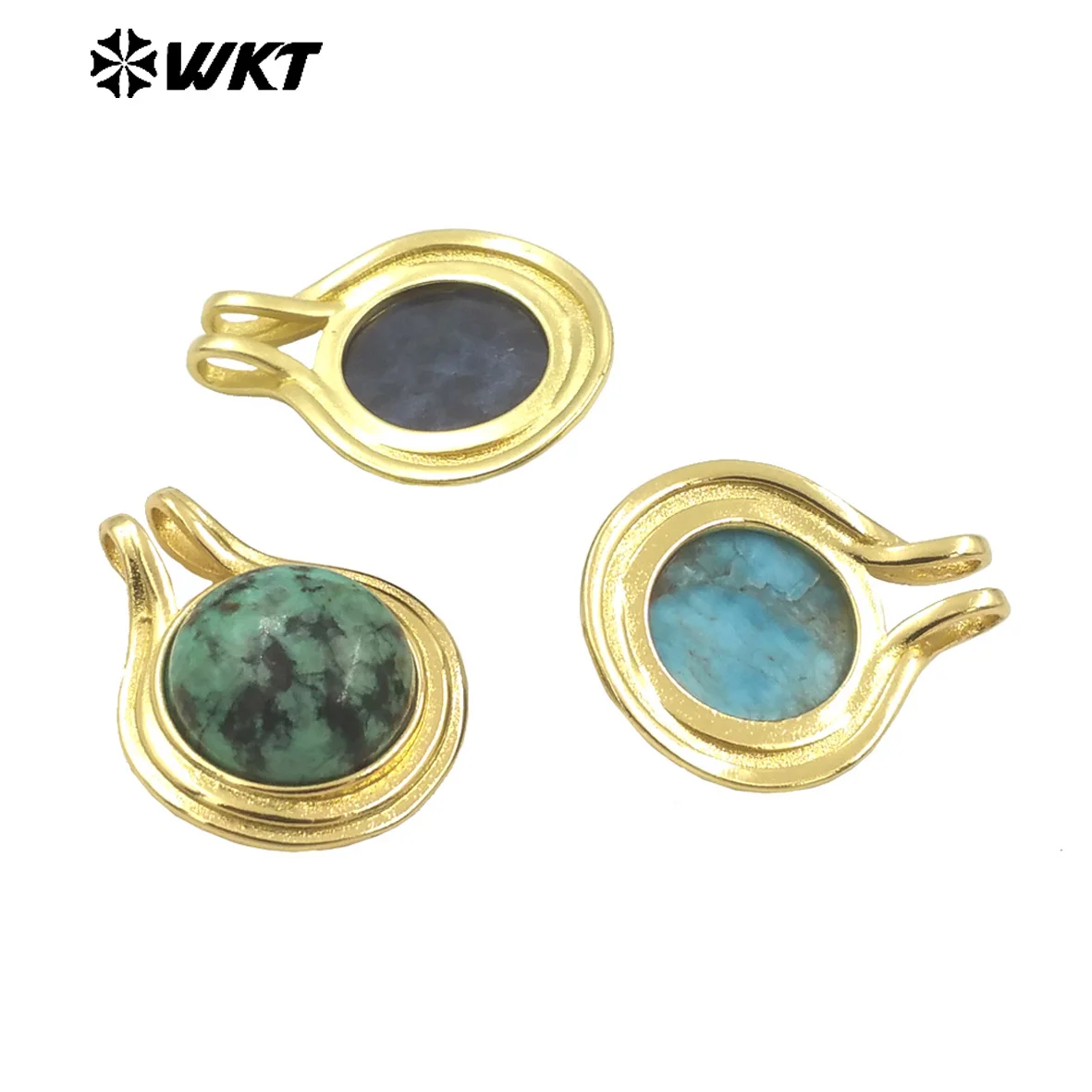 WT-P1964 Wholesale Fashion Gold Plated Round Unique Ball Stone Pendant With Bezel Setting In Vintage Design