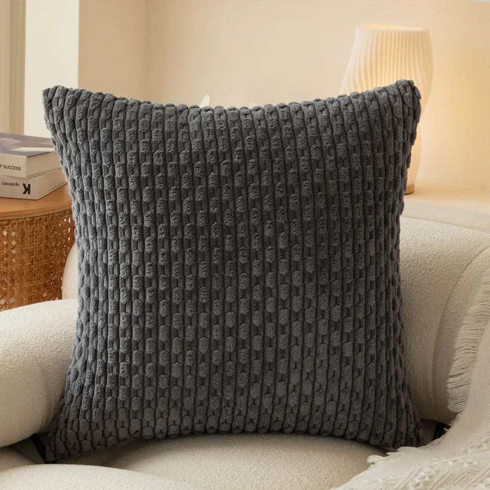Orange Fall Pom-Pom Throw Pillow Covers 18x18 Inch - Soft Plush Corduroy, Rustic Farmhouse Boho Cushion Cover 30x50CM/40x40CM