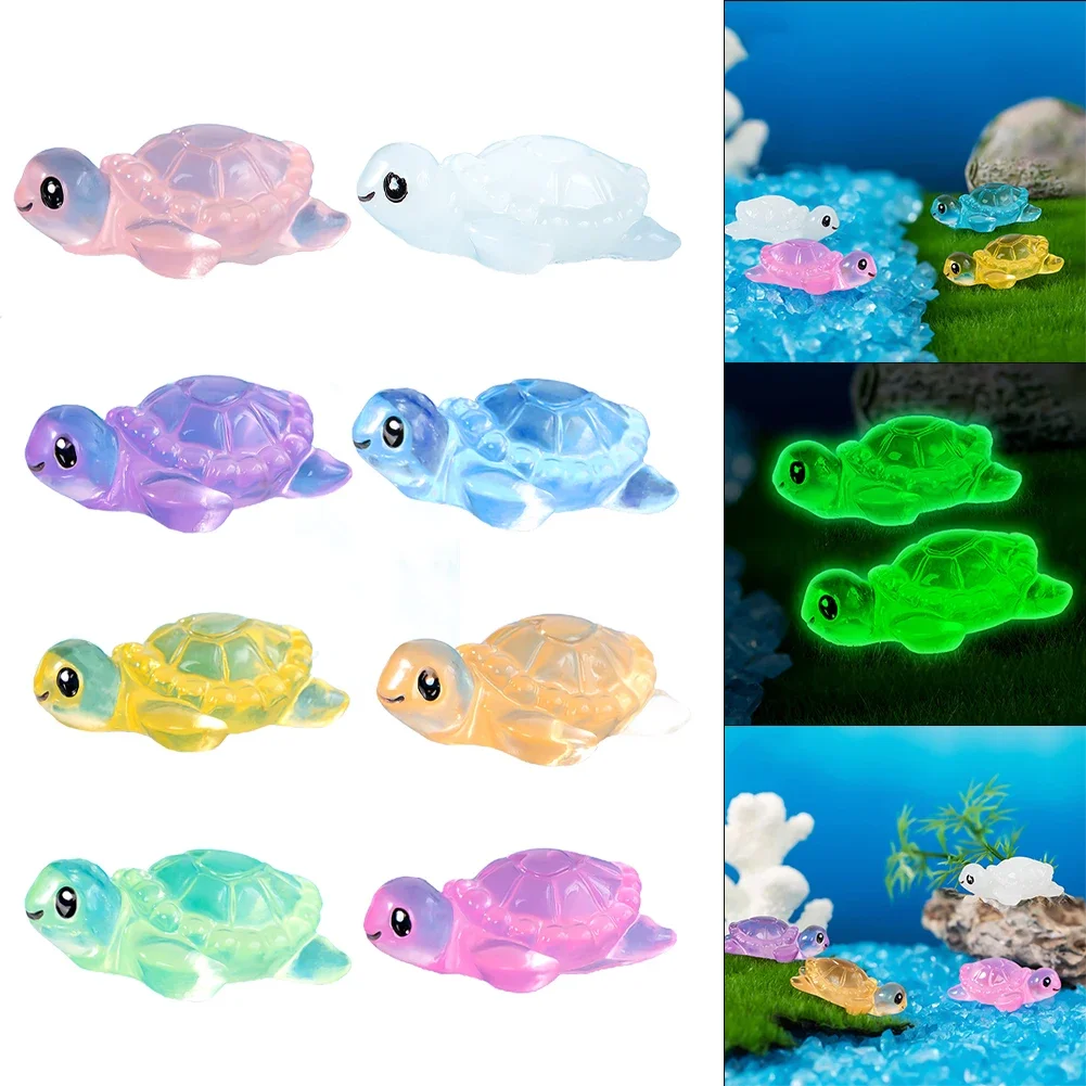 Micro Landscape Luminous Turtle Ornament Fluorescent Fish Tank Landscaping Resin DIY Glowing Turtle Miniature Statue Potted