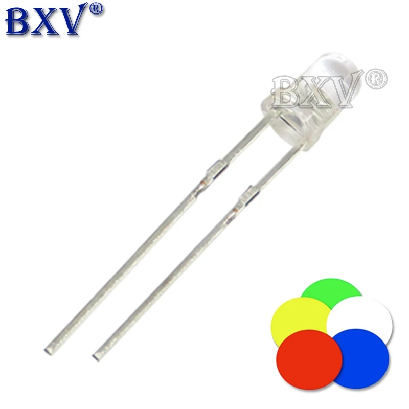 100PCS F3 F5 3MM 5MM Round Water Clear Green Yellow Blue White Red LED Light Lamp Emitting Diode
