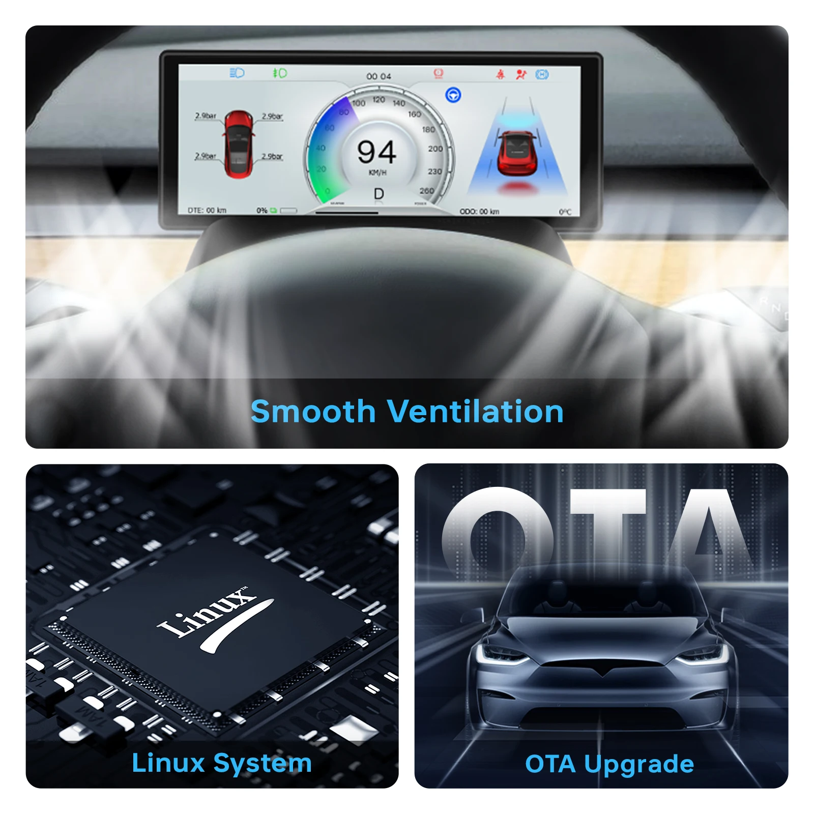 Podofo 6.2 pollici per Tesla Model 3/Y 2017-2023 Head Up Display schermo IPS HUD Dashboard con tachimetro Gear Display modalità di guida