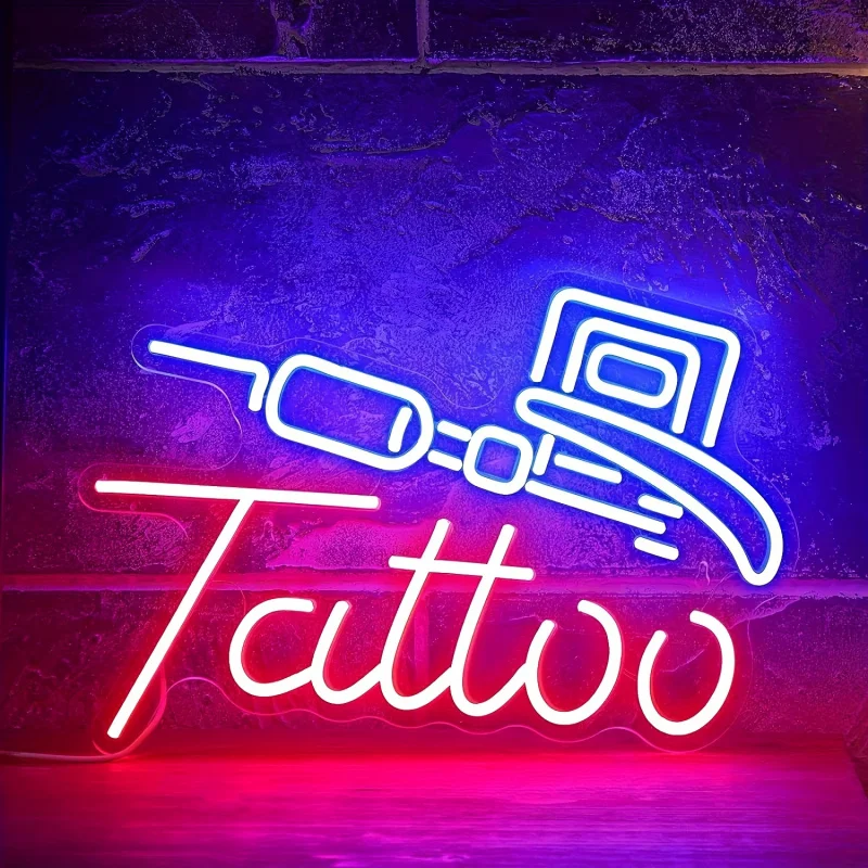 USBPower Supply Tattoo Neon Light - ColorfulLEDWall Lamp，Applicable to Salons、Cave、Garage and Bedroom Wall Decoration Neon Signs