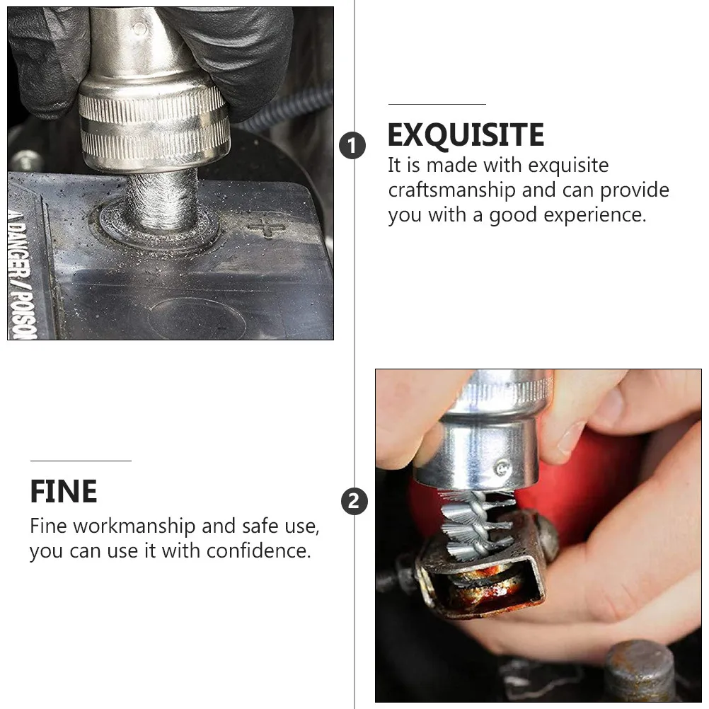 

Набор из 1 щетки для чистки автомобильных клемм с разделителями, с прочной стальной проволочной щетиной, инструмент для удаления коррозии, для обслуживания автомобилей