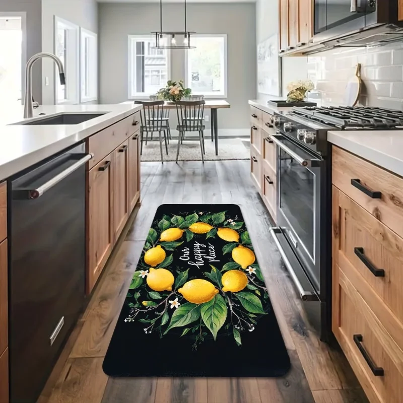 Lemon Print Kitchen Carpets Mats, Entrance Doormats, Laundry Room Mats, Bathroom Entry Rugs for Spring And Summer Home Decor
