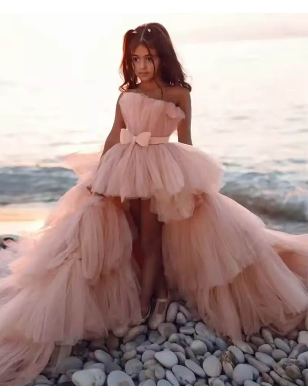 

Pink Beach Wedding Flower Girl Dresses Kids Party Girls Pageant Dress Birthday Gowns Photoshoot for Girls
