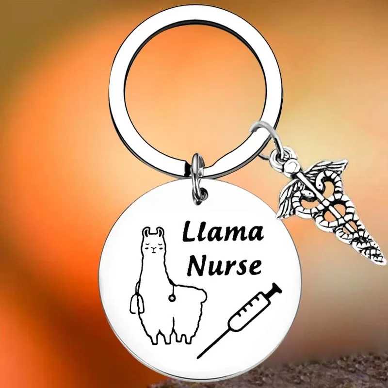 

Hot Llama Nurse Gift Key Chain Ring Nurses Llama Lovers Alpacas Lovers Gift keychains pendant Nursing School Graduation gift