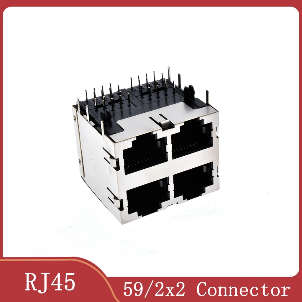 10pcs/lot 59/2x2 Shield with Sharpnel 4 Port RJ45 LAN Modular Network Connector
