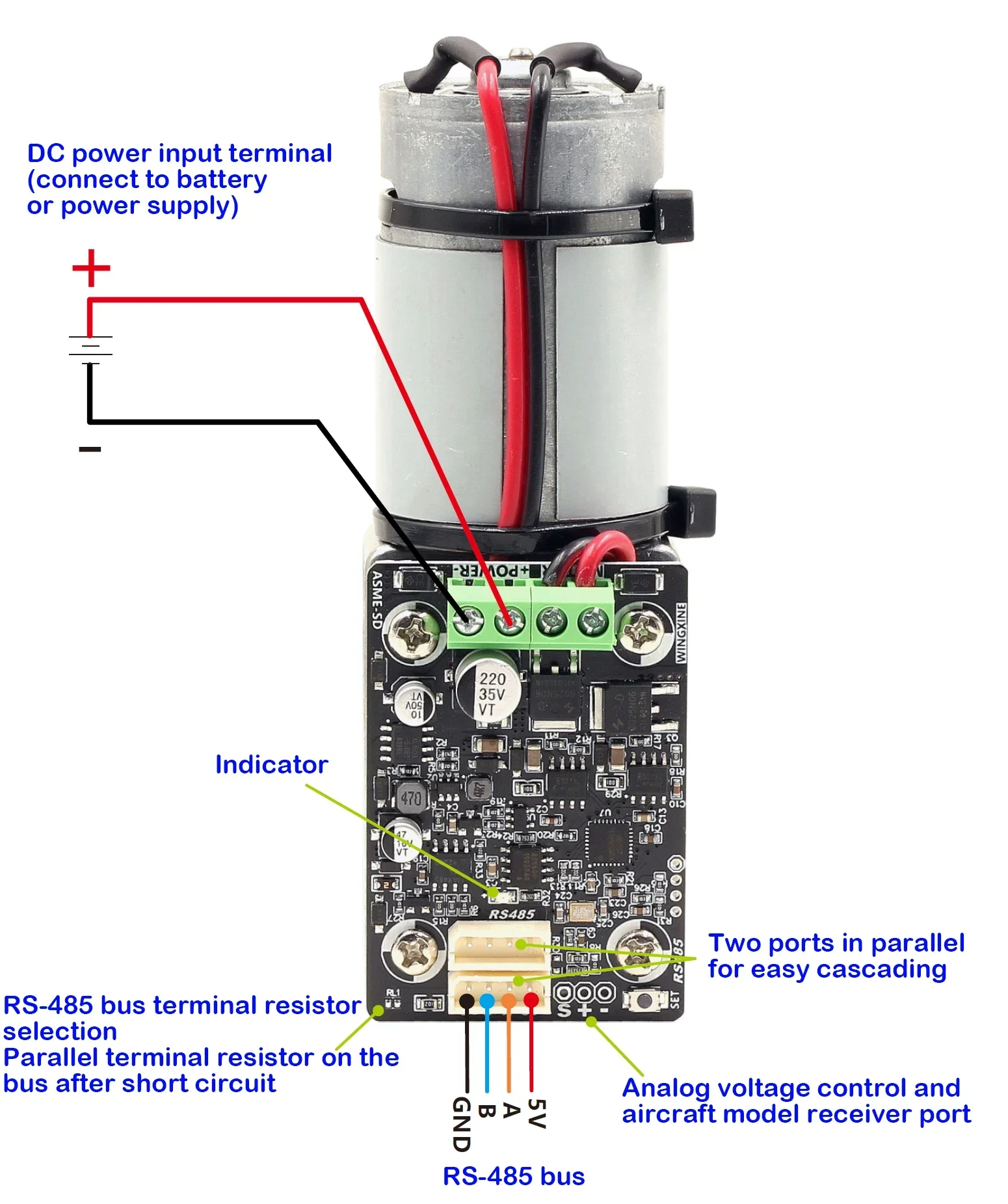 ASME-SD/SV Series RS485-BUS Worm Self-locking 70kg.cm / 120kg.cm 360 Degree High Torque 24V Servo for Large Robots Manipulator