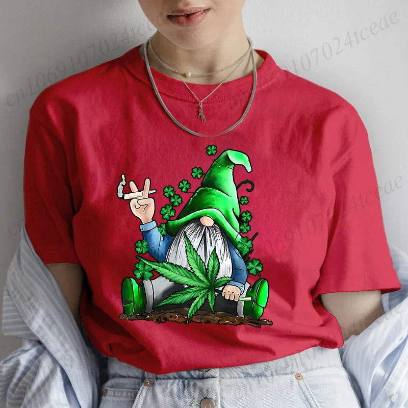 2025 St Patrick's Day Tees Fashion Gnome Graphic T-Shirts Women Short Sleeve Tops Female Tee Shirt T-shirts Casual Streetwear