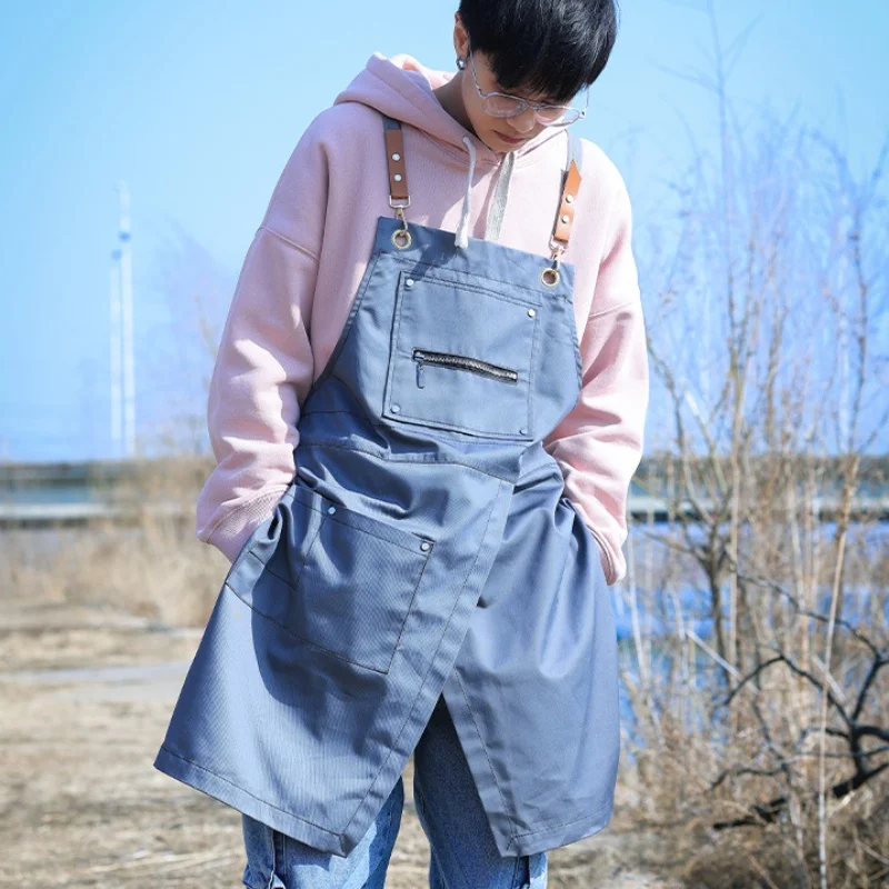 

Японский холщовый фартук с несколькими карманами для мужских и женских парикмахеров, противообрастающий фартук шеф-повара