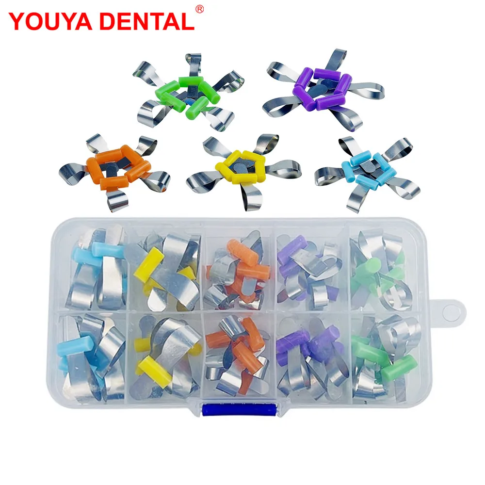 

50pcs Dental Forming Sheet Dentistry Metal Orthodontic Dental Matrix Bands Sectional Contoured Matrices Retainerless Automatrix