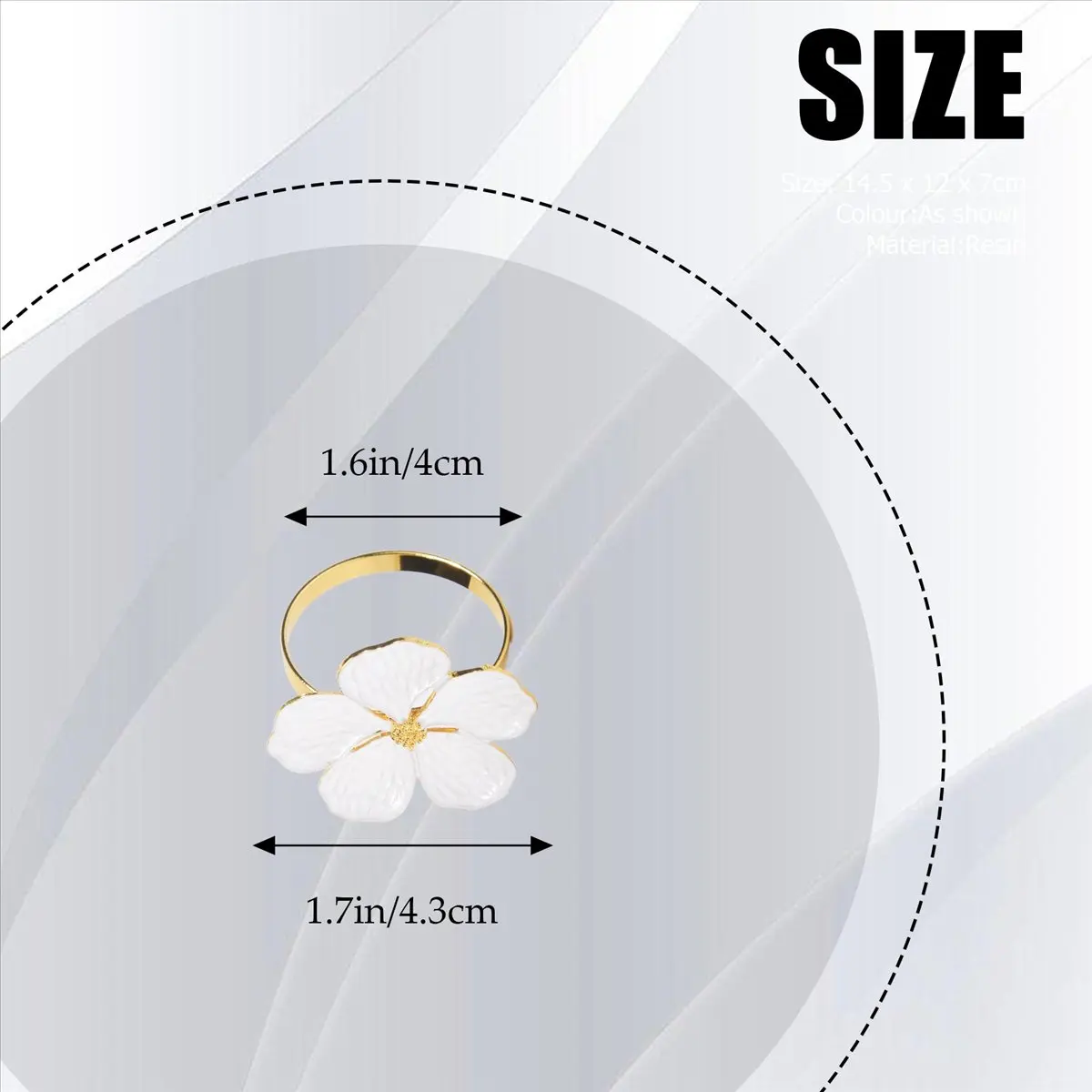 AA83 Napkin Rings Set of 6 Napkin Rings Holders White Flowers Napkin Buckles Elegant Napkin Holders for Dinner Table