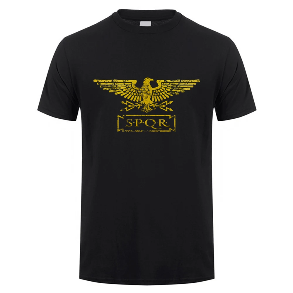 New SPQR T Shirt Summer Cotton Short Sleeve Cool Eagle banner Roman Empire T-shirt Men Clothes Tops DA-007