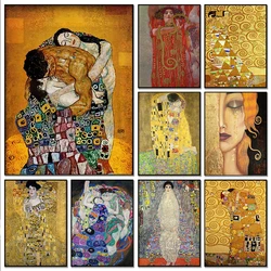 Classic Gustav Klimt Family Famous Canvas Painting Tear Kiss Gold Modern Posters Prints Wall Art Picture For Room Decor Cuadros