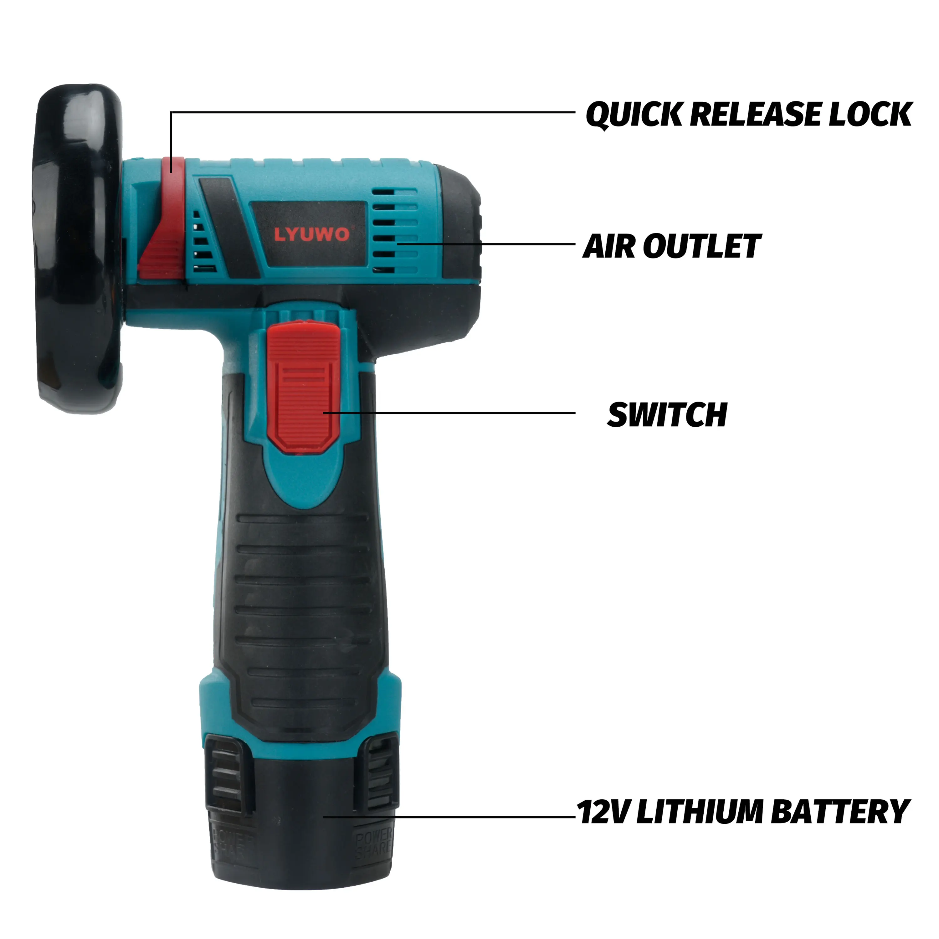 LYUWO 12V Cordless Lithium Battery Rechargeable Mini Angle Grinder for Home Use, Portable Multi-functional Sanding & Polishing T