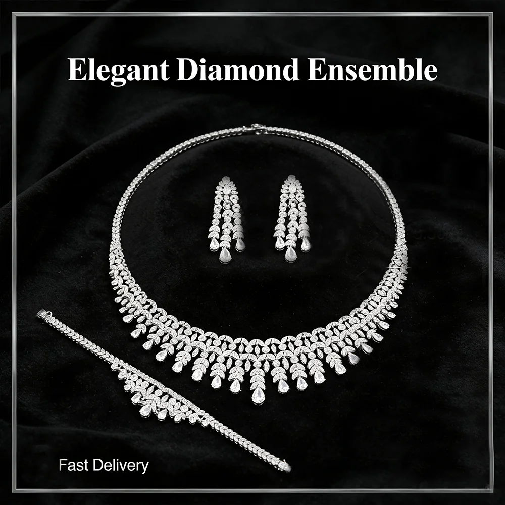 

Bride Talk Luxury 4 PCS Jewelry Sets Cubic Zirconia Tassels Design Dubai Women Wedding Engagement High Quality Jewelry