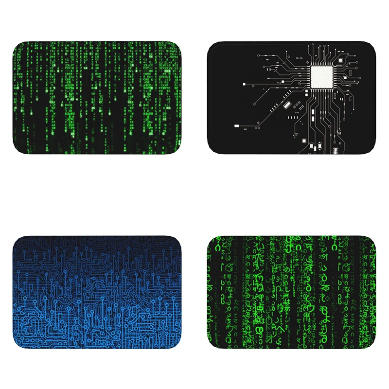 Binary Code Matrix Program Front Door Entrance Floor Mats Non-slip  Hacker Programmer  Bathroom Home Decor