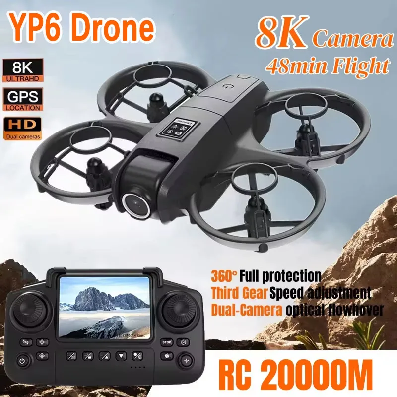 New YP6 Drone Professional 8K Dual Camera Long Battery Life GPS. WIFI Obstacle Avoidance Foldable Quadcopter 