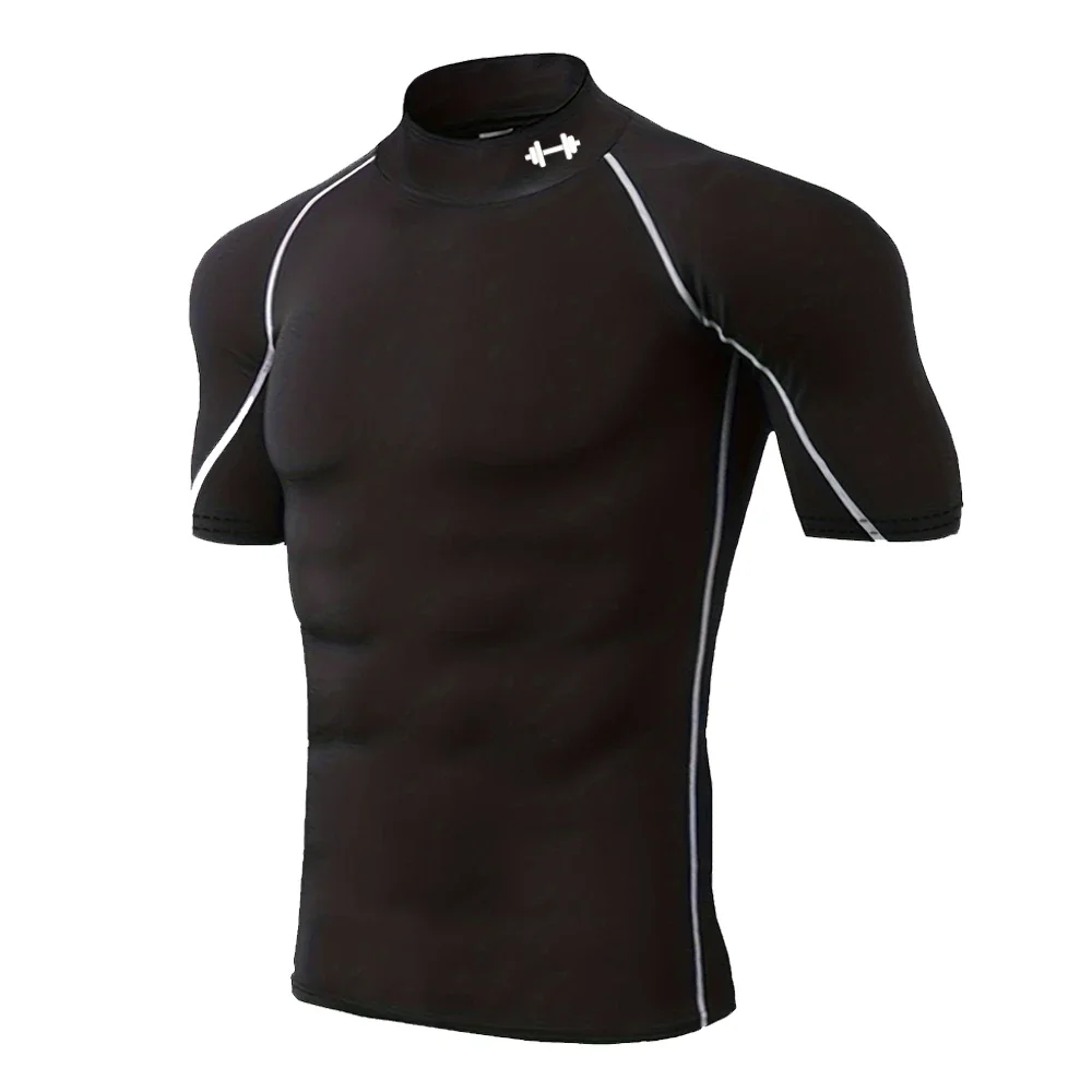 Quick-drying Exercise Compression Short Sleeve Summer Gym Running Training T-shirt for Men's Elastic Tight Sportswear Tops S-3XL image 6