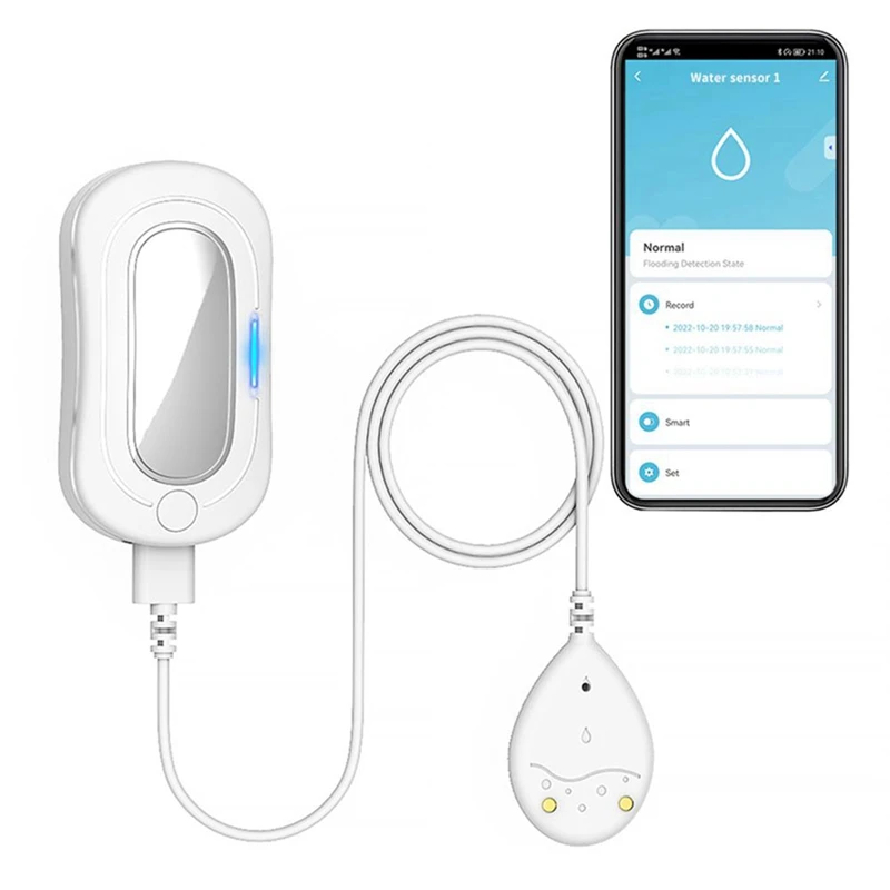 Tuya Zigbee3.0 Sensor de agua inteligente, Detector de fugas de agua, funciona con Alexa y Google, blanco
