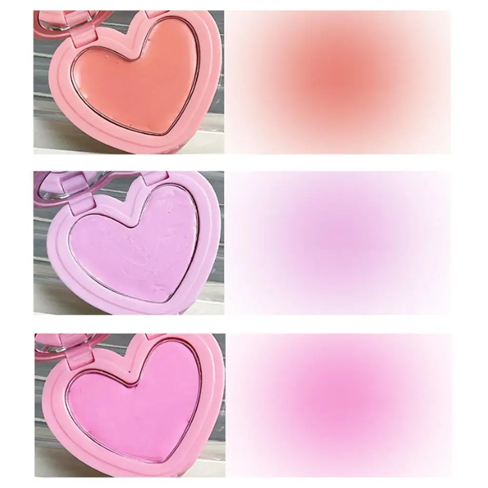 Liefde Hart Vorm Blush Crème Monochroom Gladde Modder Blusher Palet Natuurlijke Matte Roze Paars Oranje Gezicht Rouge 3 Kleuren