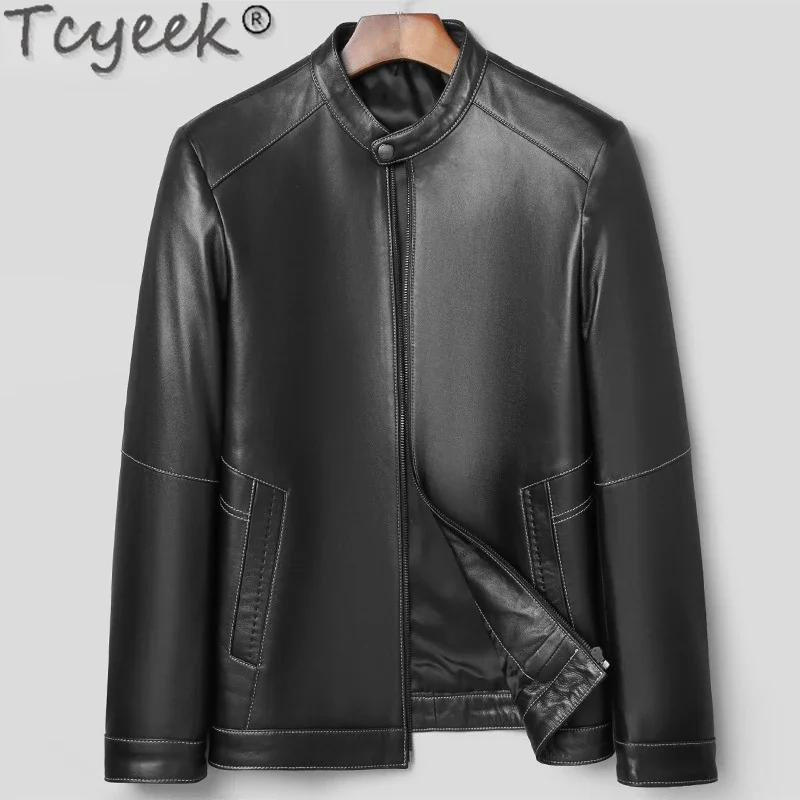 

Casual Tcyeek Thin Coat 100% Genuine Leather Motocycle Man Jackets Spring Autumn Men Clothing Fashion Sheepskin Coats