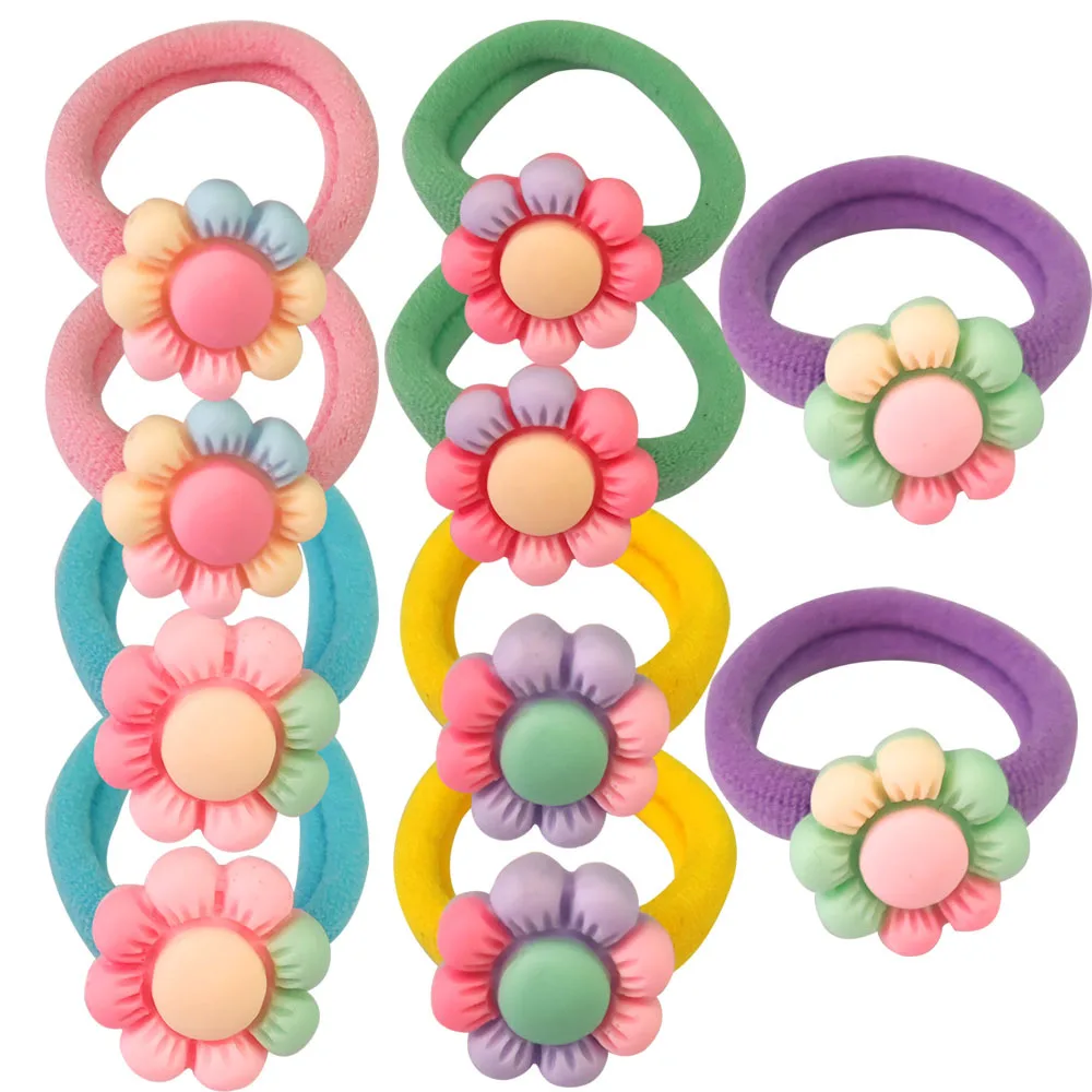 Children Flowers Do Not Hurt Hair Girls Hair Rings High Elastic Hair Ponytail Cute Baby Hair Rope Resin Towel Ring