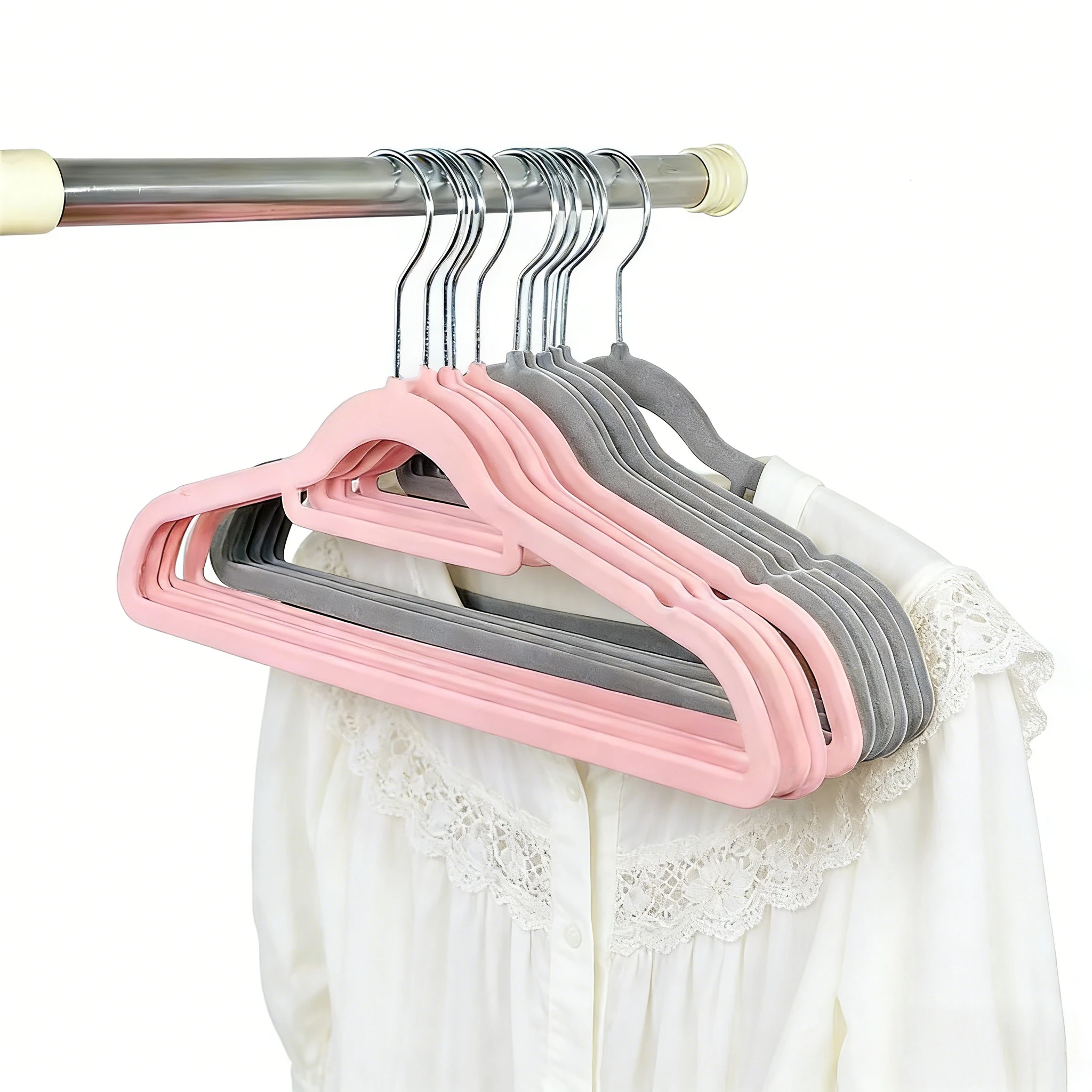 

35/42cm Flocking Hanger Non-slip Velvet Hanger Clothing Store Coat Without Trace Wardrobe Home Clothing Store Organization