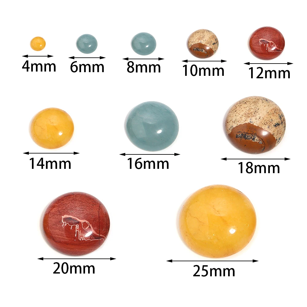 10pcs/lot Natural Stone Cabochon 4 6 8 10 12mm 25 Patterns for DIY Ring Earring Bracelet Necklace Making Jewelry Finding
