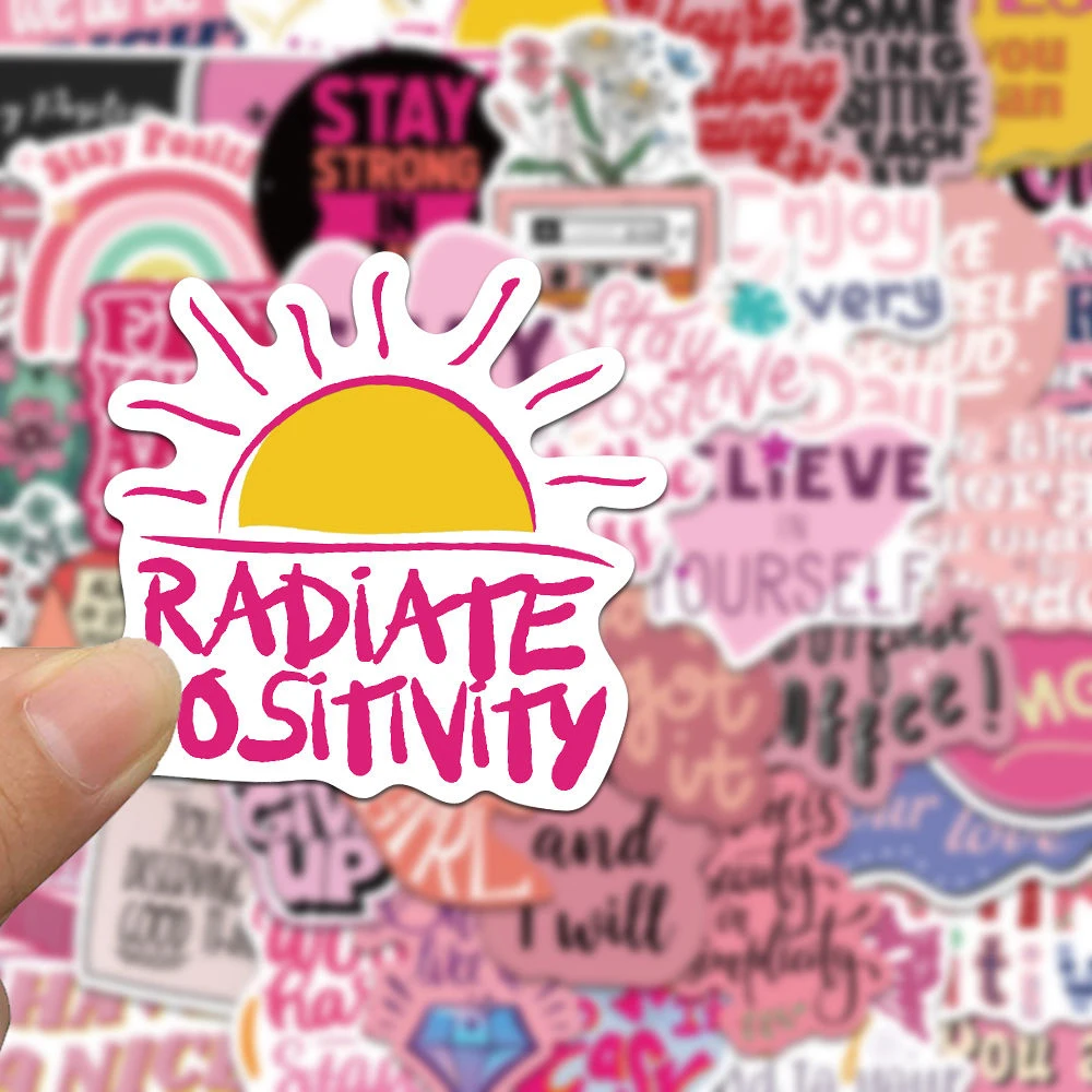 

10/30/50pcs Cute Cartoon Pink Inspirational Phrases Stickers Creative Graffiti Decals Decoration Notebook Phone Suitcase Sticker