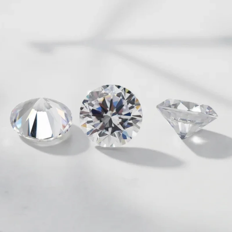 Size 0.8~12mm D EF Color Round Cut Lab Grown Loose Moissanite Stones Test Positive (D color 5mm-12mm With Certificate)
