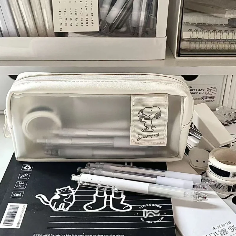 Snoopy Pencil Case Cartoon Pen Bag Cute Large Capacity Boys Girls Students School Supplies Pouch Translucent Office Kids Pen Box