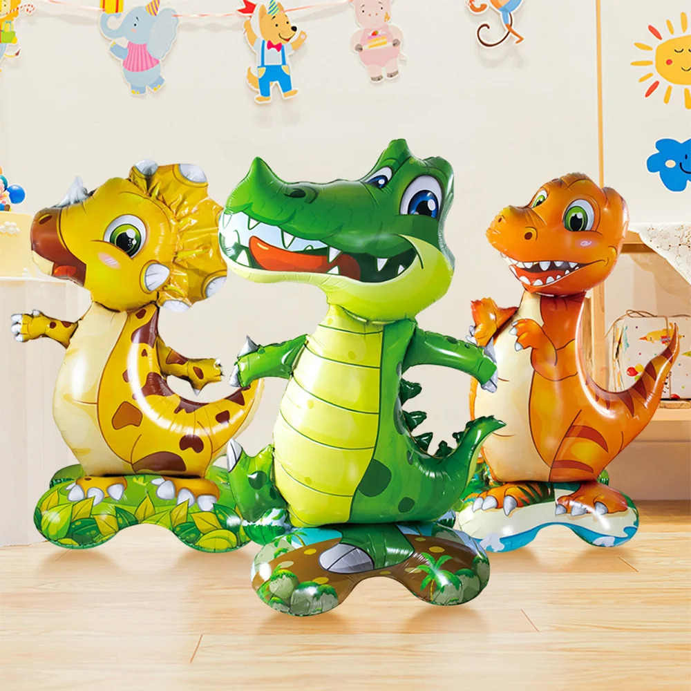 

3D Dinosaur Crocodile Aluminium Foil Balloon for Cartoon Animals Theme Children's Birthday Party Decor Standing Inflatable Globo