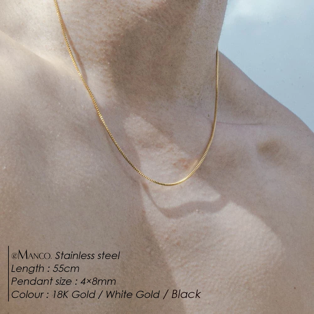 EMANCO Fashion New Stainless Steel Collarbone Chain Men's Titanium Steel Box Chain Necklace Does Not Lose Color Waterproof