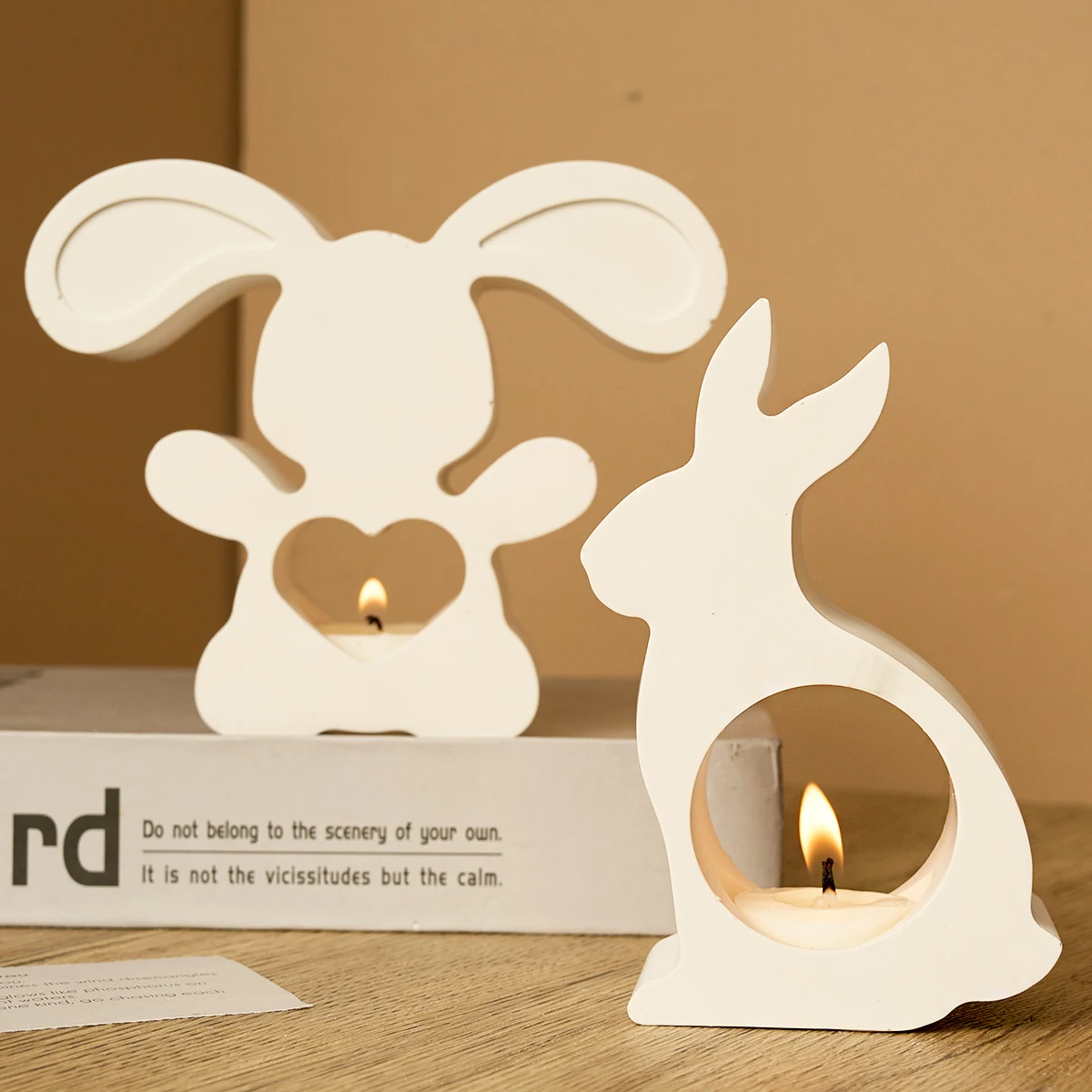 Easter Theme Candle Holder Silicone Mold Creative 3D Rabbit Candlestick Gypsum Concrete Ceramic Mould DIY Crafts Gift Ornaments