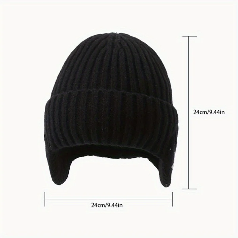 Winter men's and women's universal thick warm knit hat with ear muffs Christmas hat suitable for outdoor sports casual warm hat image 6