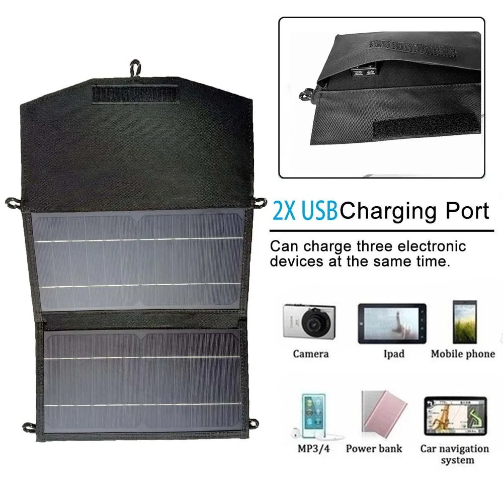 Portátil Painel Solar Folding Bag, USB e DC Output Solar Charger, Outdoor Power Supply, Mobile Phone Generator Bank, Novo