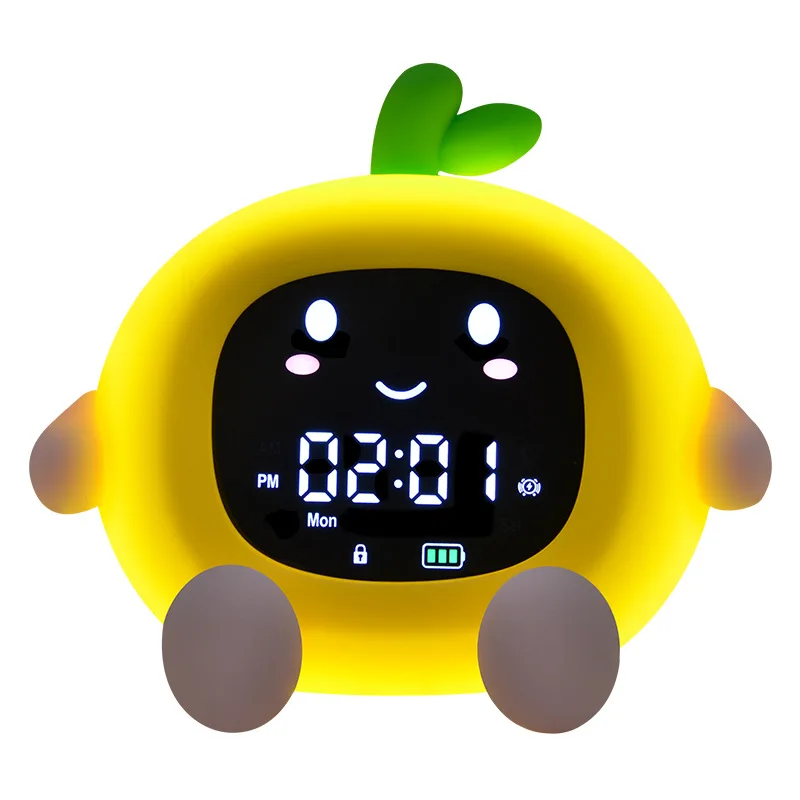 

Fruit Shaped Rechargeable Alarm Clock Lamp Creative Silicone Mobile Phone Holder Night Light Bedside Atmosphere Table Lamp
