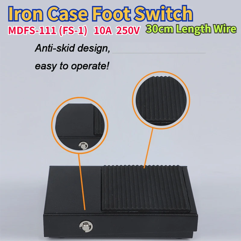 

MDFS-111 SPDT Nonslip Metal(Iron Shell)Momentary Electric Power Foot Pedal Switch with wire Drop Shipping