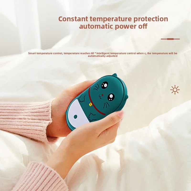 Cute Pet Shaped Electric Hand Warmer USB Charging Portable Waterless Hot Water Bag Dual Purpose 3000mAh Power Bank 2-in-1