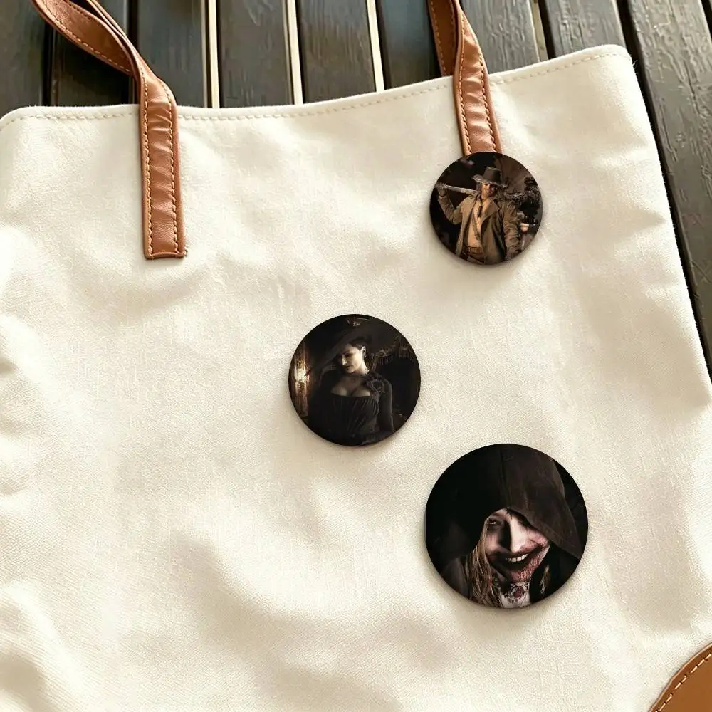 R-Resident Evil Village Gothic Survival Horror Game  25 32 44 58 75mm Badges Personalized Round Brooches Pins Accessory Gift