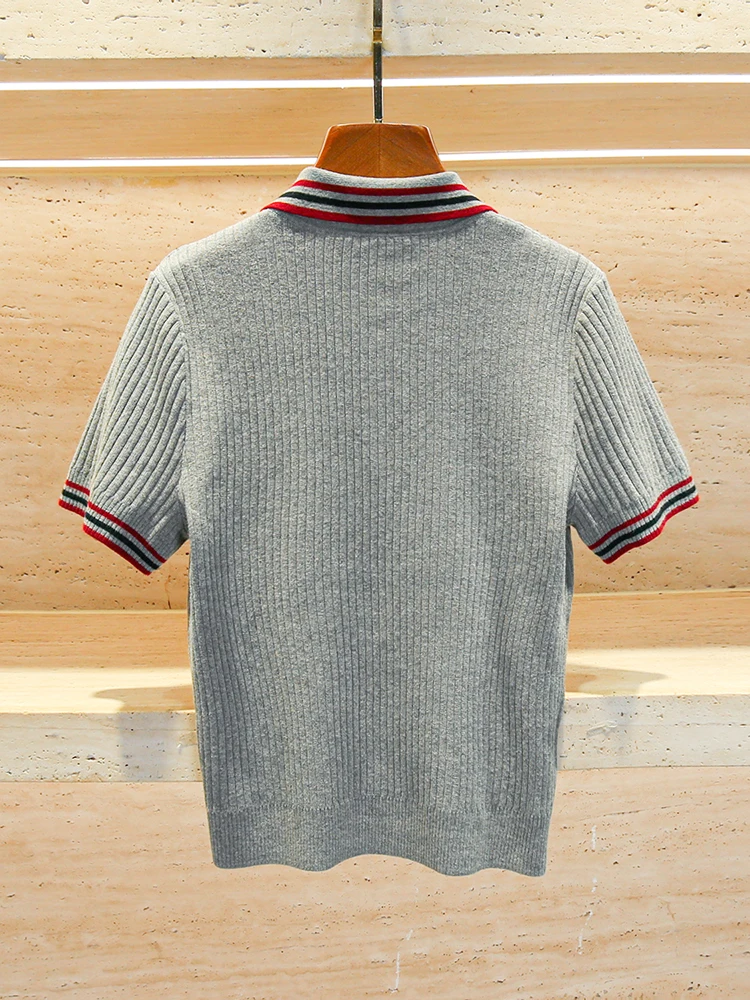 

High-End Knitted Top And Skirt Set Color Blo Early Autumn College Sle Women's Faion Ensemble ort Sve Button up