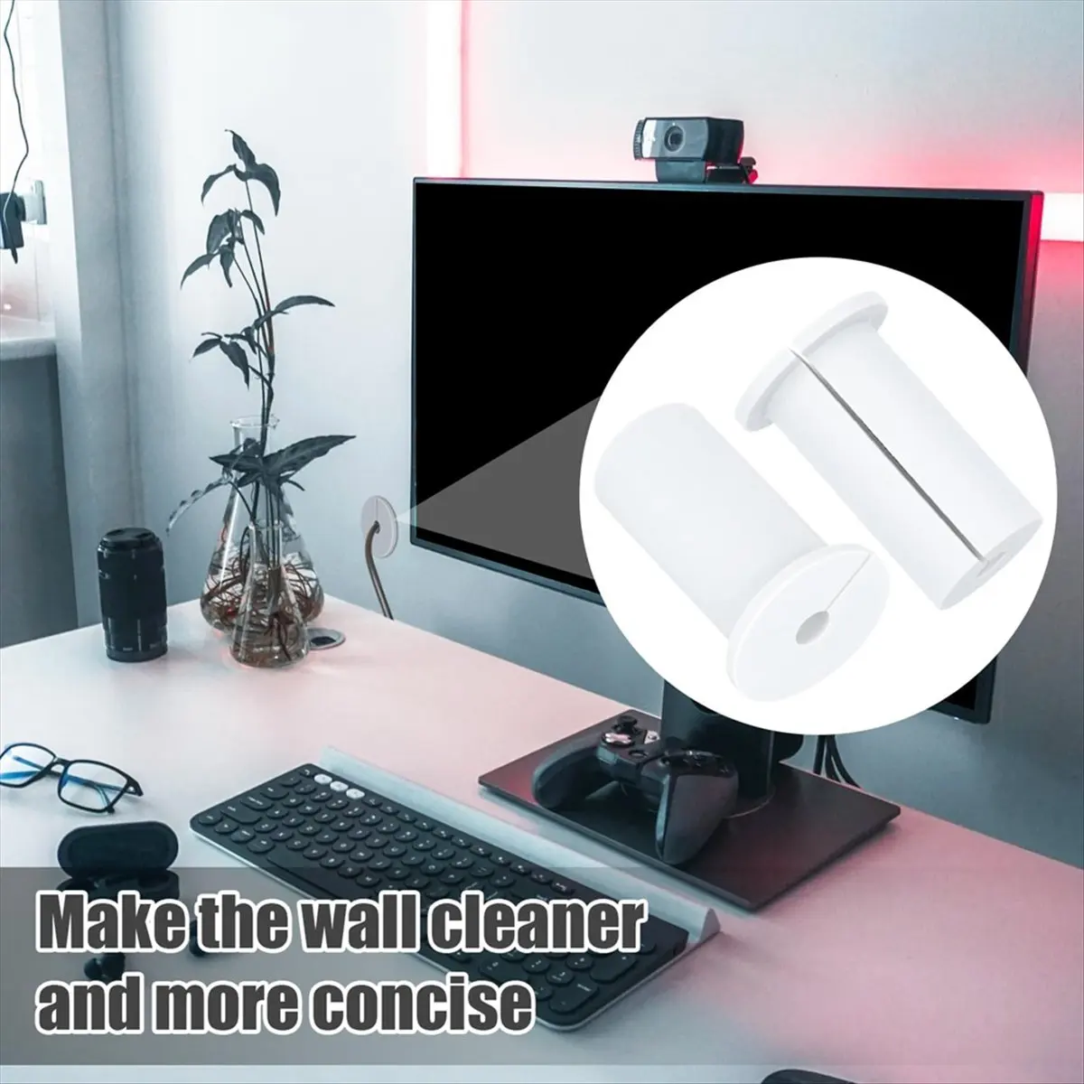 【TODAY-BUY】2Pcs Cable Routing Kit for , Cable Feed Through Bushings for 1Inch Wall Hole, Ethernet Cable Wall Grommet,White