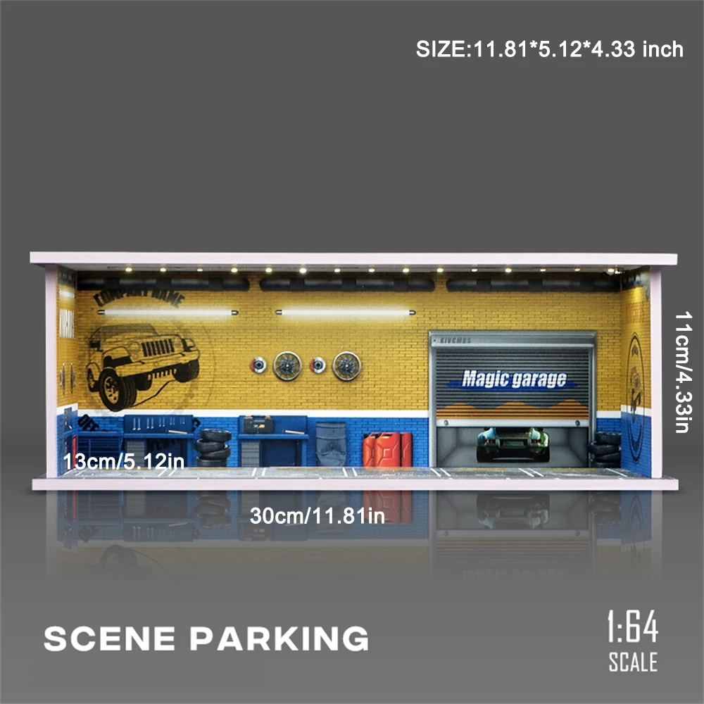 1/64 Model Parkeerplaats Parkeerplaats met verlichting Gesimuleerde decoratiescène (figuren en auto's niet inbegrepen)