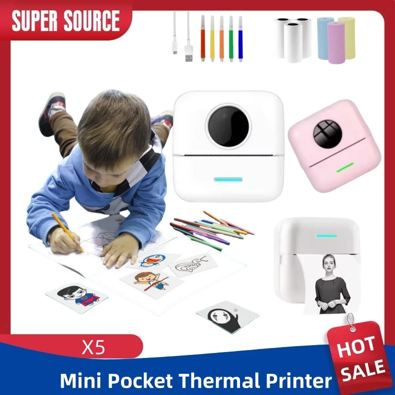 Mini Portable Printer Inkless Print Photo Graffiti OCR Text Extraction Web Pages Label Printing AI Paiting HD Upgrated Print