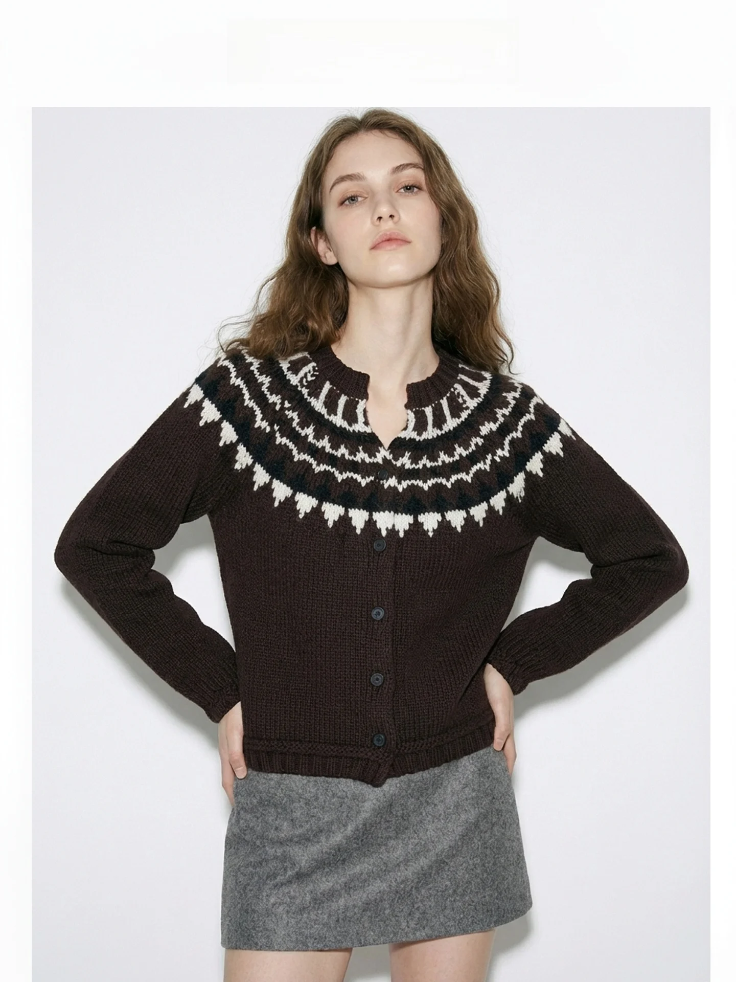 

Женский вязаный кардиган с геометрическим узором из смесовой шерсти, приталенный, с V-образным вырезом, осенне-зимний, модный, повседневный, с длинными рукавами