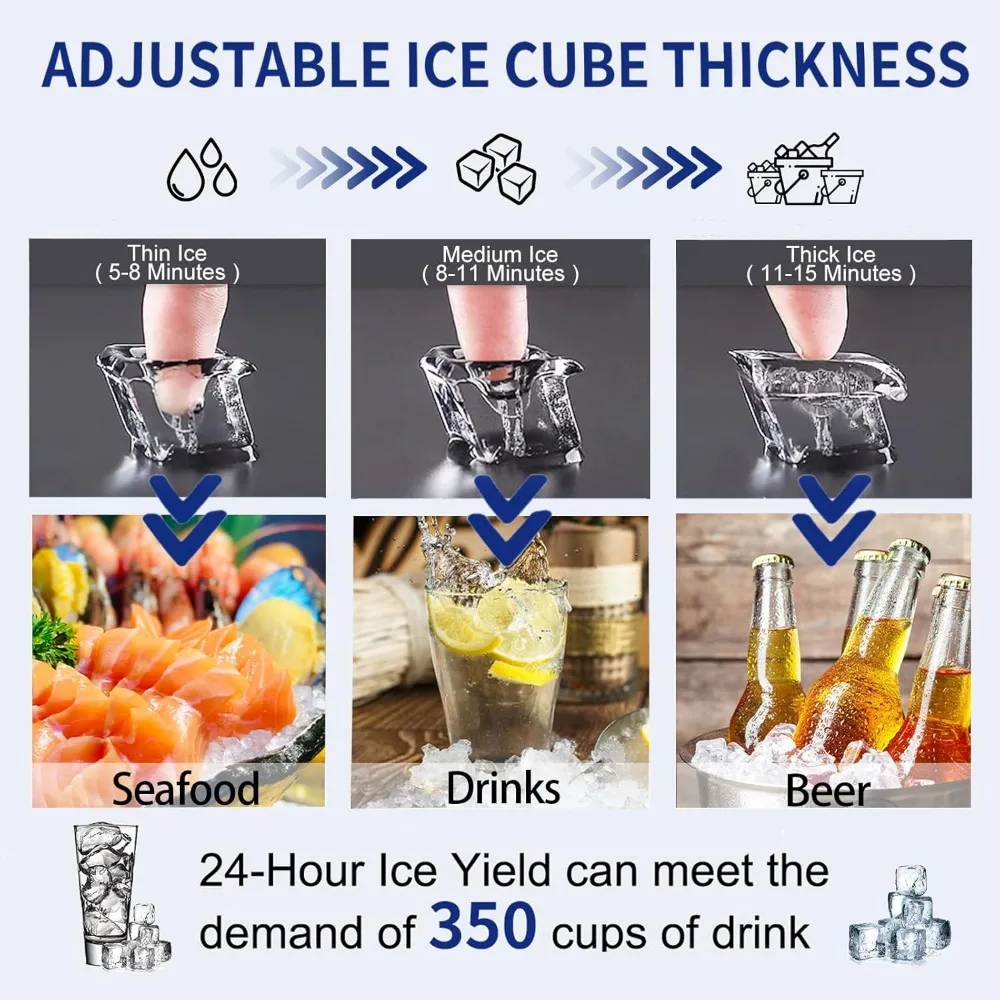 Ice Maker 120Lbs/24H with 35Lbs Ice Capacity, 45Pcs Clear Ices Cubes Ready in 11-20Mins, Countertop Ice Maker