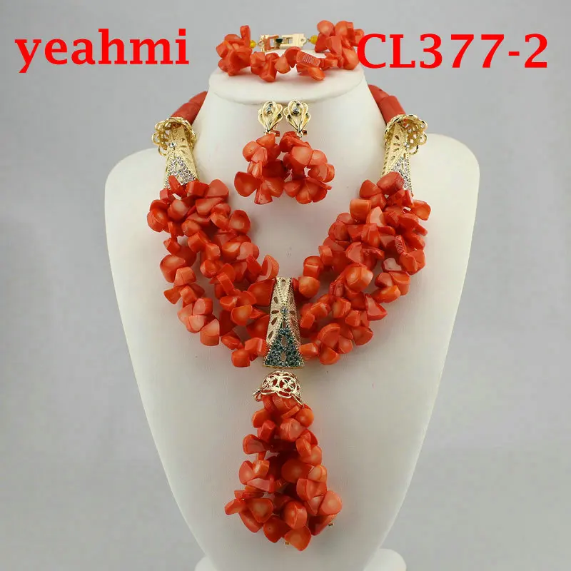 

Newest Dudo Jewelry African Bridal Jewelry Sets Orange Original Coral Beads Jewelry Set For Nigerian Weddings Women